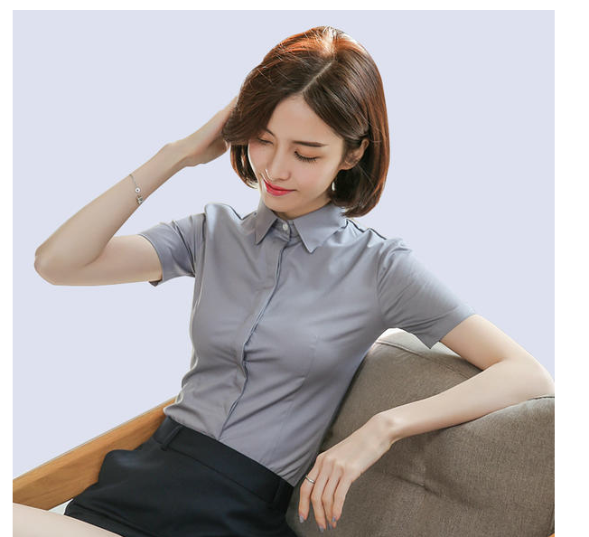 暗门襟工作服职业商务正装白衬衫