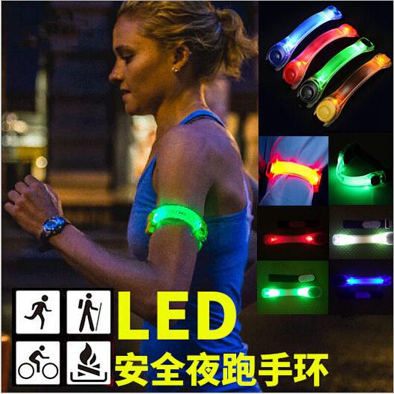 빛나는 러닝 암 벨트 LED 스포츠 팔찌 야간 달리기 및 사이클링 안전 신호등 레깅스 손목 밴드 반사 장비