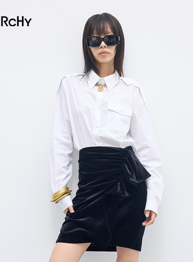 LARCHY来尔佳昵2025秋装翻领净色衬衫