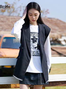 LARCHY来尔佳昵2024春装净色翻领马夹