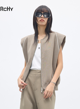 LARCHY来尔佳昵2025秋装棒球领毛织马夹