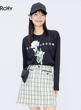 LARCHY来尔佳昵2024春装圆领印花T恤