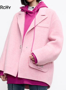 LARCHY来尔佳昵2024冬装马鞍包双面呢大衣