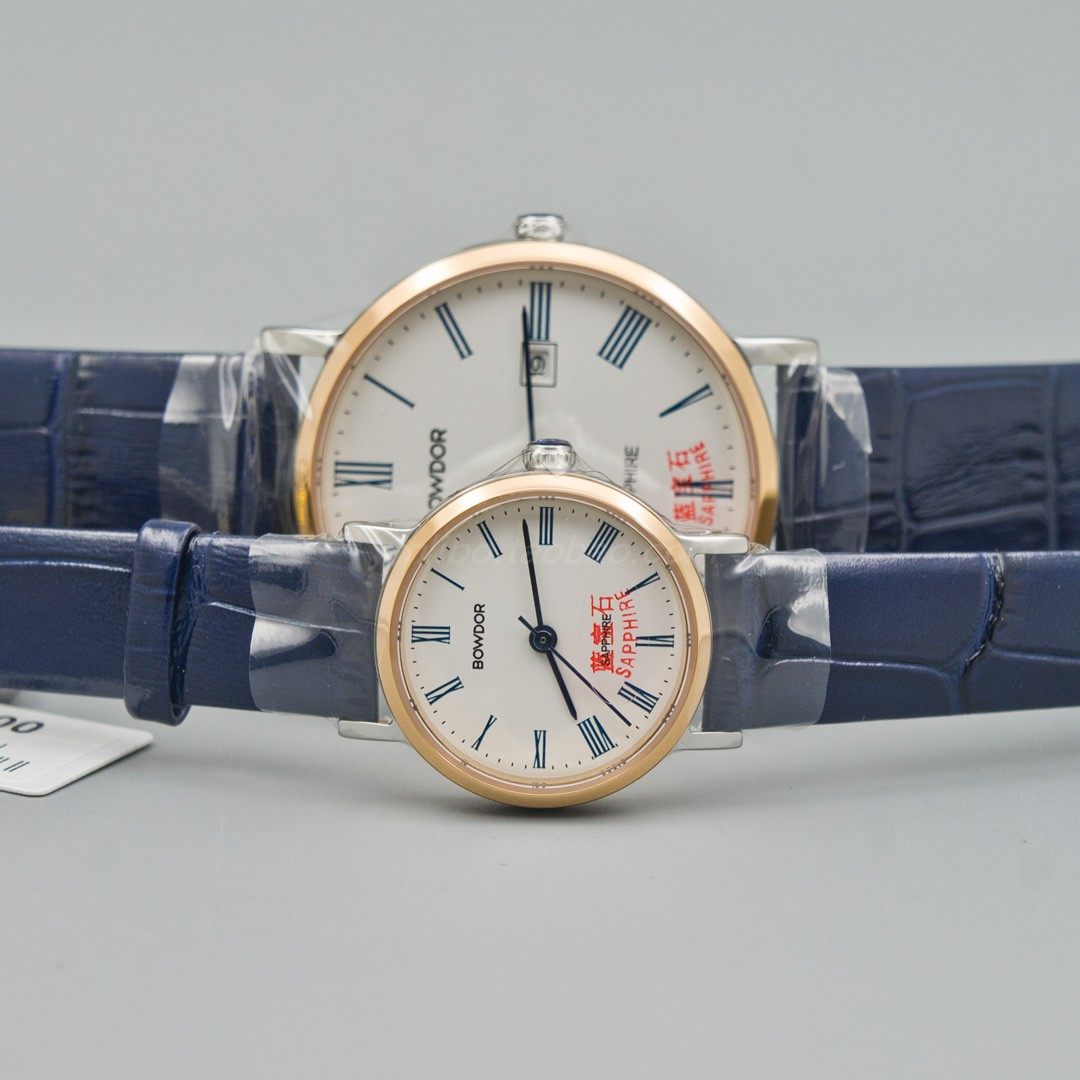 新品bowdor宝舵手表女99093简约防水情侣皮带石英表男士2020正品