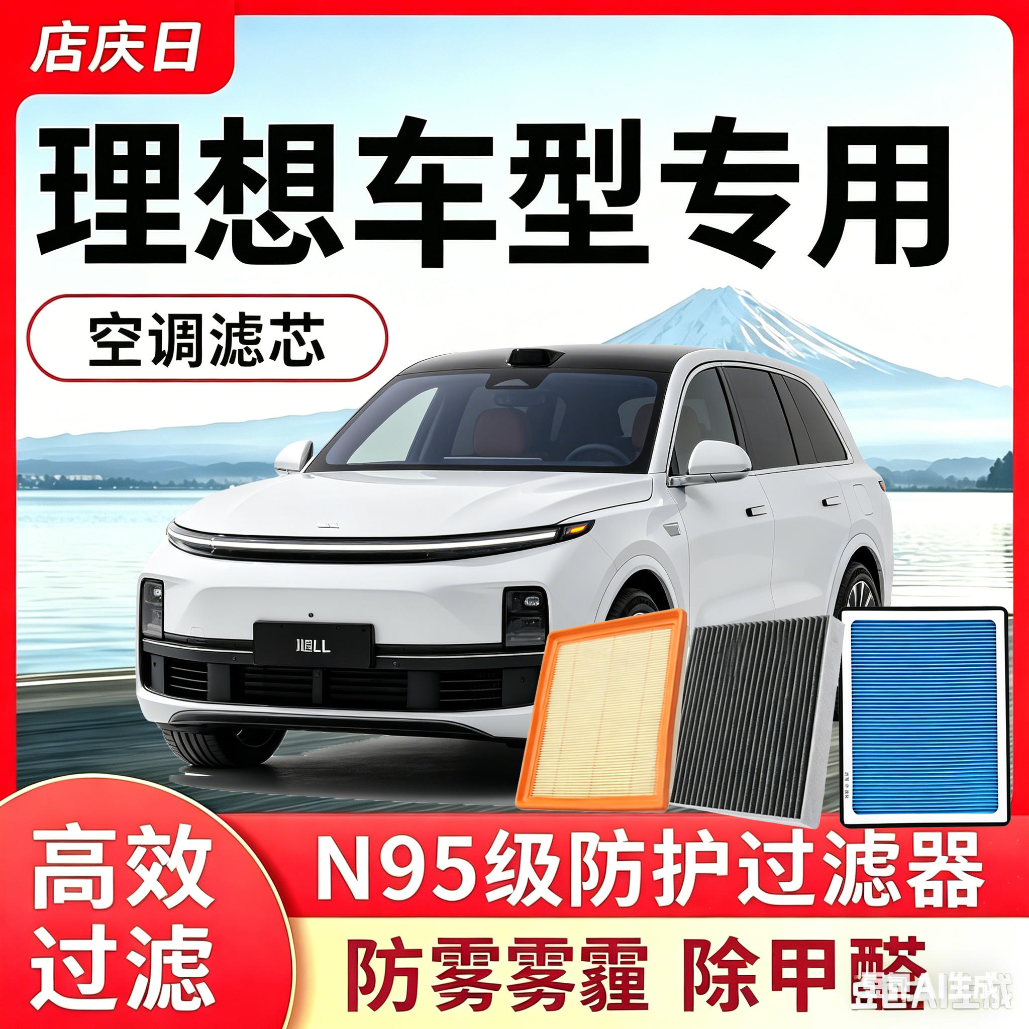 理想车型专用原厂尺寸香薰空调滤芯活性炭N95级汽车空气滤芯