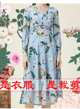 明辉纸样新款夏服装样板时尚长袖连衣裙牛皮纸缝纫设计图纸22098