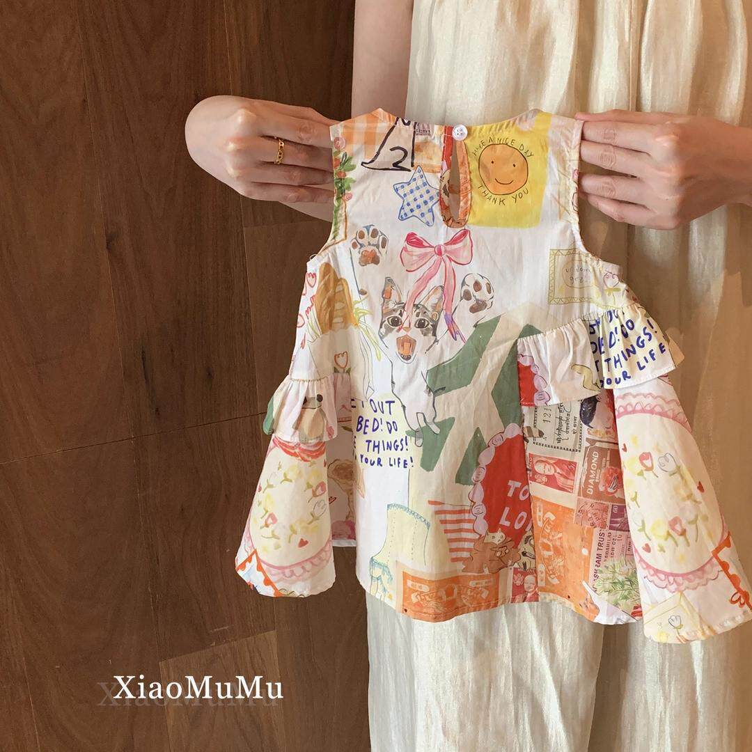女童度假连衣裙夏天2026新款小童女宝宝洋气背心裙时尚卡通公主裙
