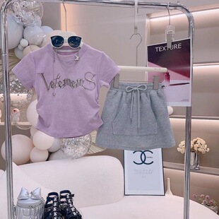 女儿童2025新款女夏季套装童休闲夏款短袖短裙女孩夏天衣服两件套
