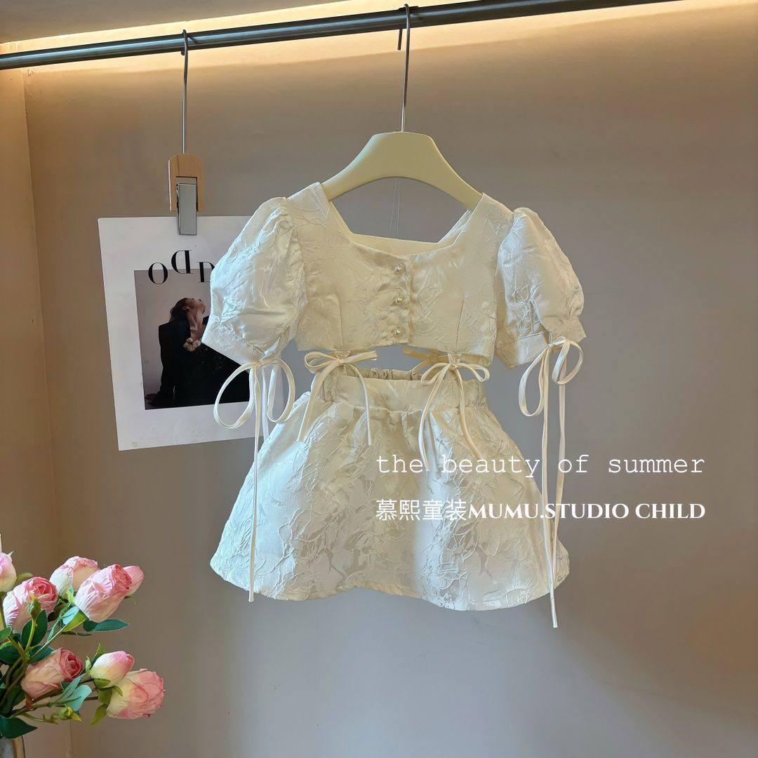 女童小香风连衣裙夏2024夏季新款两件套装儿童重工夏季小香风短袖