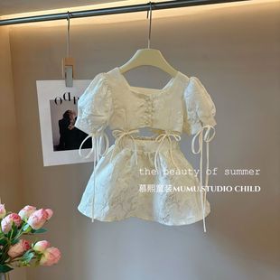 女童小香风连衣裙夏2024夏季新款两件套装儿童重工夏季小香风短袖