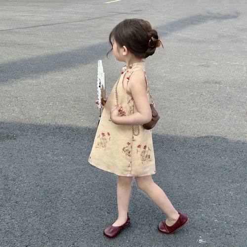 夏季小女孩中国风旗袍裙2024儿童宝宝公主裙女童洋气复古连衣裙