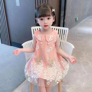 女童夏裙连衣裙夏装2024新款儿童孔雀网红洋气公主裙小女孩女裙子