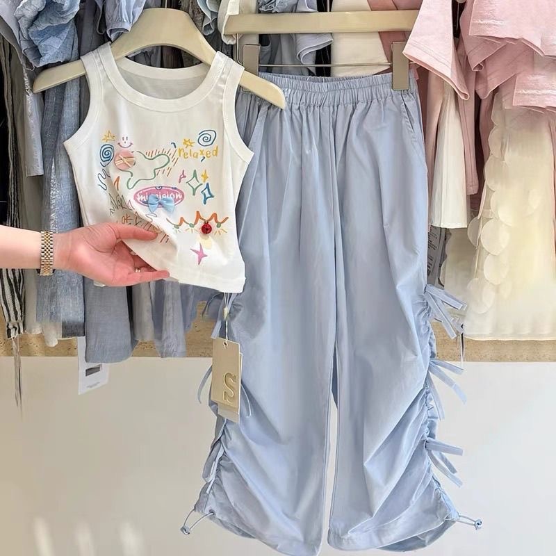 女童夏装套装2025新款女宝宝夏天背心工装裤中小童时髦洋气两件套