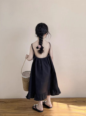 韩国童装女童夏季小心机露背吊带