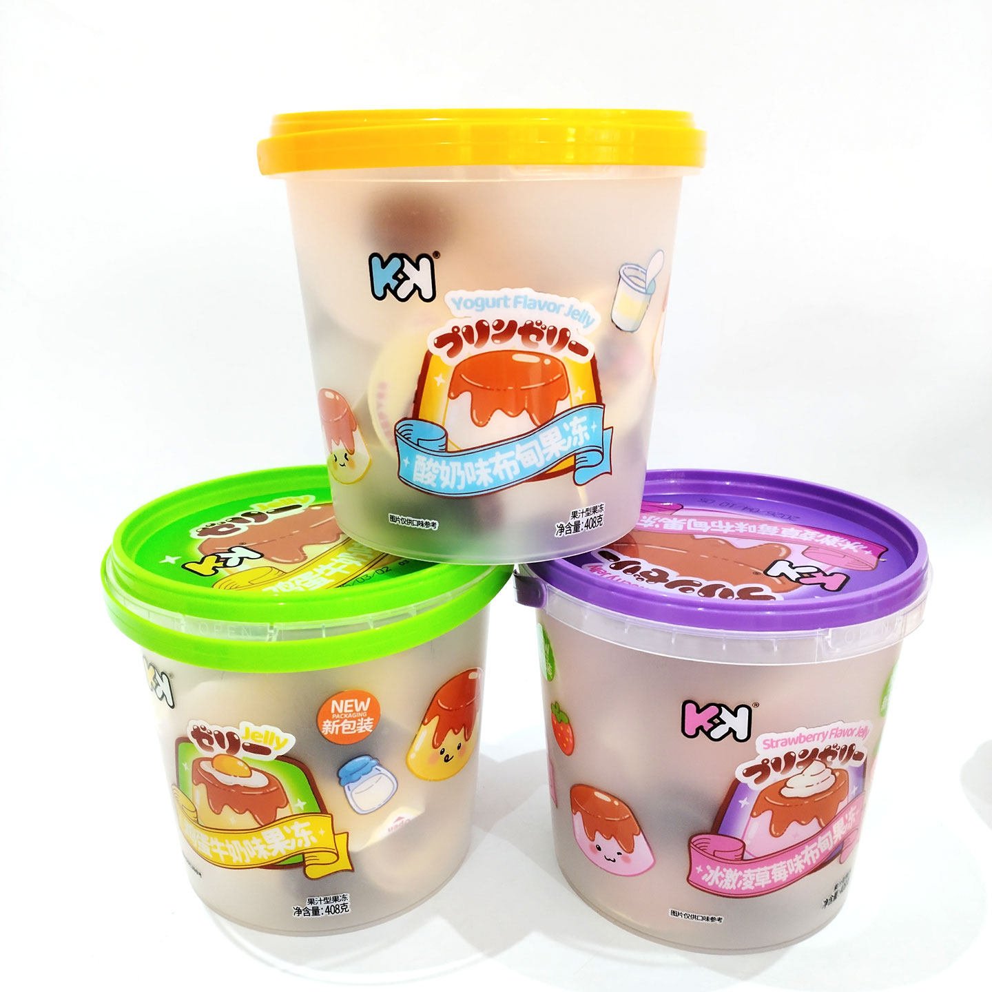 超友味冰激淋草莓酸奶味布甸果冻408g桶装鸡蛋牛奶味休闲解馋零食