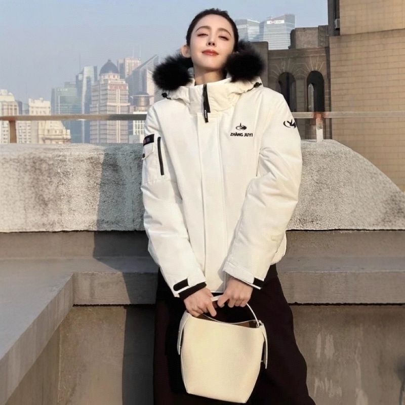 张九亿韩系大毛领工装羽绒棉服女冬季新款派克服加厚棉衣棉袄外套