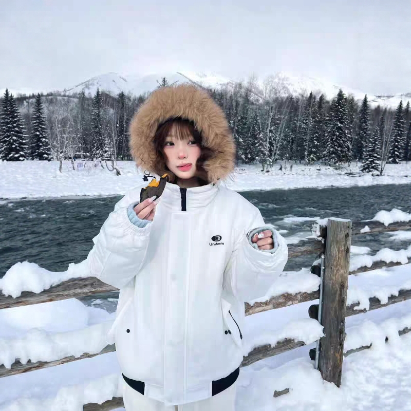 2025冬季新款冬装大毛领羽绒棉服女款棉衣派克服韩系情侣加厚棉袄