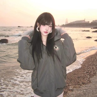 工装 新款 羽绒棉服女派克棉衣棉袄情侣韩系加厚外套 大毛领冬季 美式