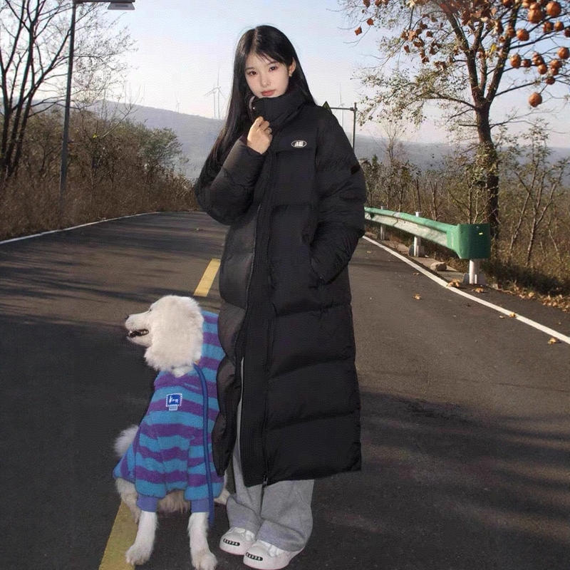 中戏2025冬季新款羽绒棉服女中长款过膝连帽宽松棉衣棉袄加厚外套