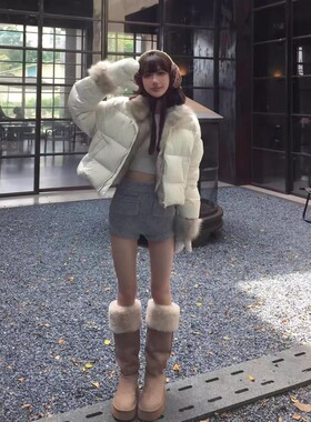 大毛领冬季新款短款羽绒棉服女宽松加厚小个子韩系棉袄面包服外套