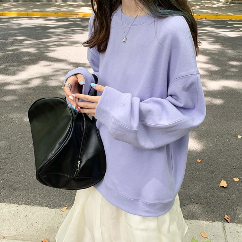 ins少女香芋学生淡紫色套头卫衣