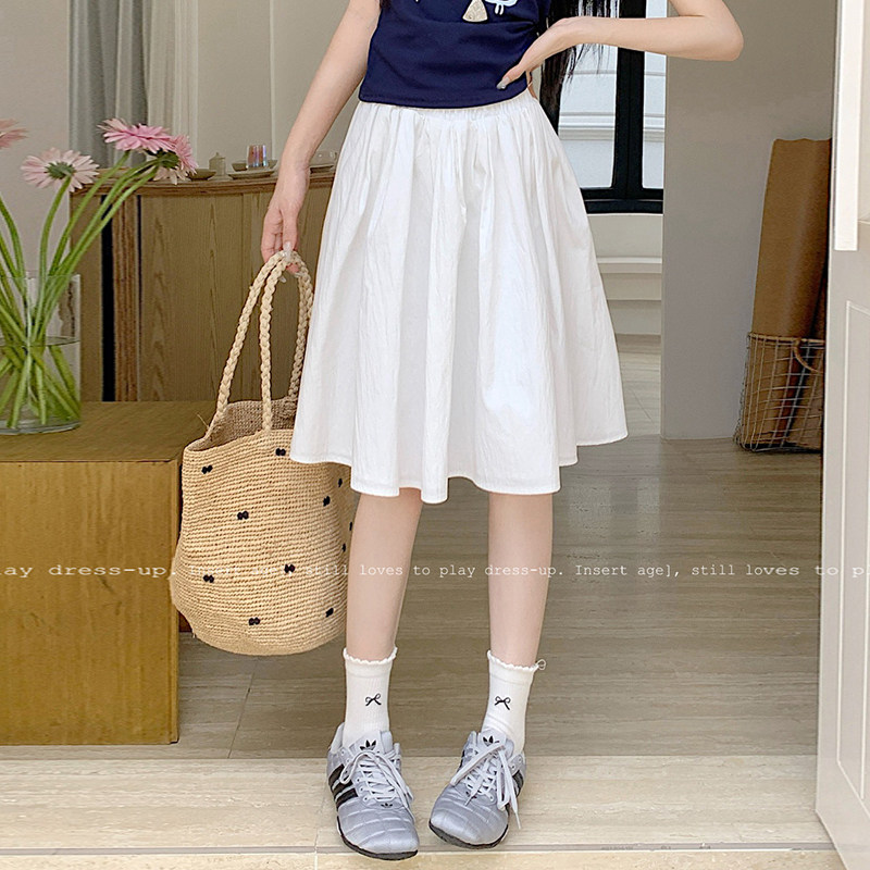 中裙A字裙日系伞裙松紧腰半身裙