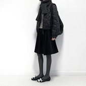 黑色毛呢半身裙日杂风高腰伞裙高级感冬垂感A字裙高腰小个子中裙