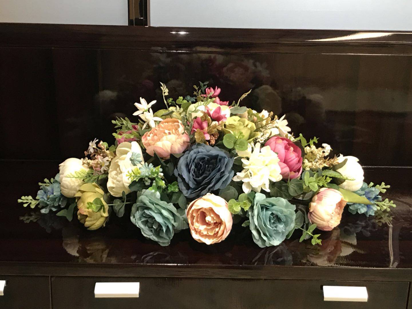 长形会议桌仿真花摆花会议桌装饰花假花绢花包邮长款会议仿真花