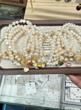 天然淡水珍珠手链女款多宝珠子手串小众设计感高级轻奢精致送礼物