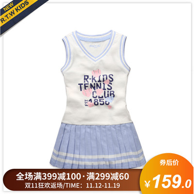 2018夏季新款rtw童装女童连衣裙无袖背心美式休闲百褶裙RKGL82076