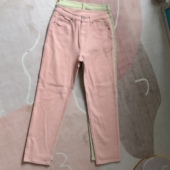 28码 脏脏粉法棍牛仔裤 女士春秋窄版 直筒高腰弹力哈伦裤 萝卜裤