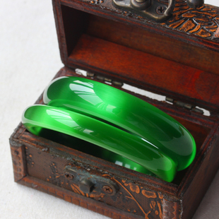 正品祖母绿猫眼石手镯翡翠色女阳绿天然水晶手链招桃花饰品手环