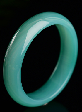 母亲节礼物女玛瑙翡翠色手镯正圆