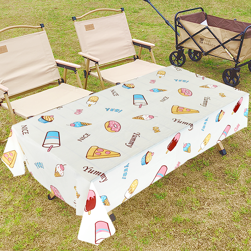 野餐露营一次性桌布长方形蛋卷桌餐布郊游聚会防水塑料野餐布便携