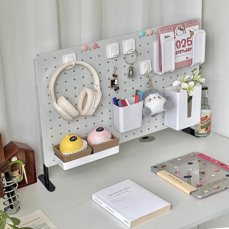 桌面洞洞板置物架办公桌挡板书桌隔板立式洞洞架收纳免打孔桌上