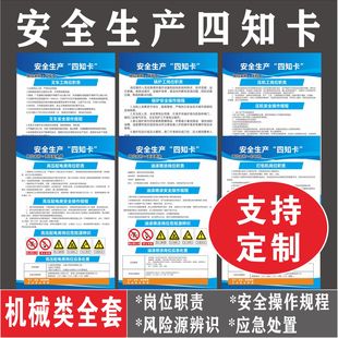 工贸岗位安全生产四知卡告知牌配电房机械CNC切割机汽修家具纸箱