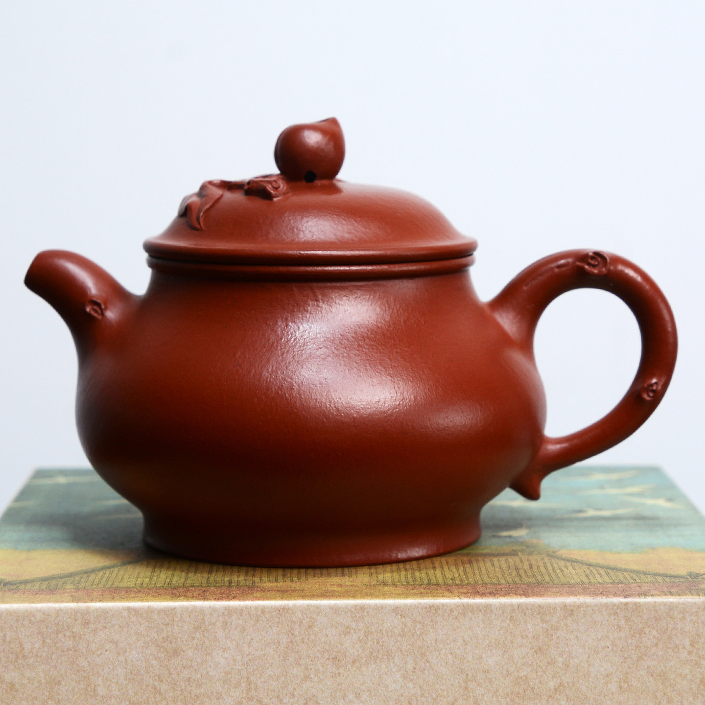 【海庄】礼品茶具宜兴紫砂壶茶壶原矿朱泥全手工花器小品寿桃潘壶
