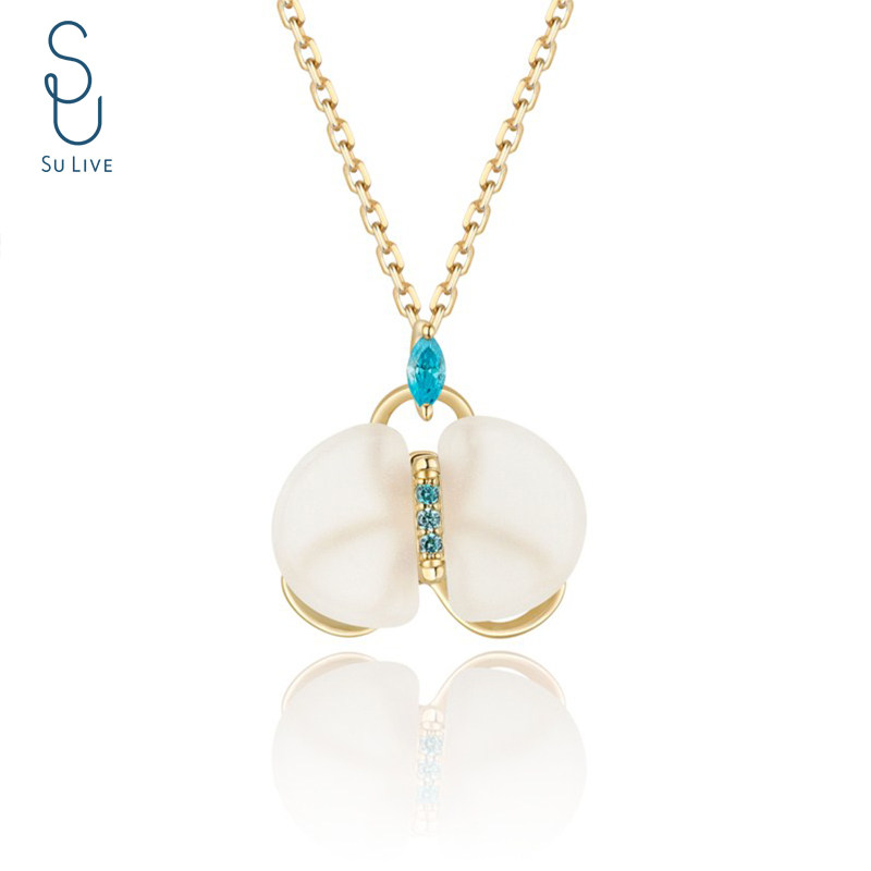SU live素原首饰  9k金玛瑙项链锁骨链女 镶嵌锆石不掉色简约个性