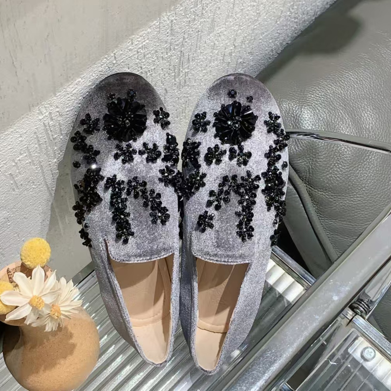 亮片拼花纯手工单鞋圆头鞋渔夫鞋