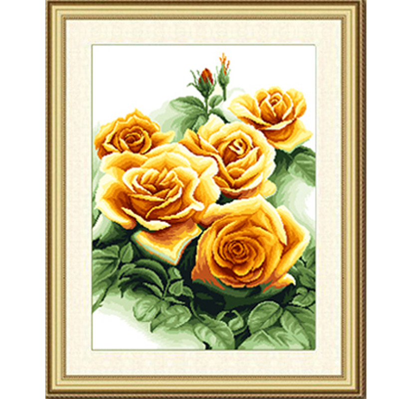 新款印布上市 清新玫瑰-黄 绒线绣 毛线十字绣 半针绣 全国包邮