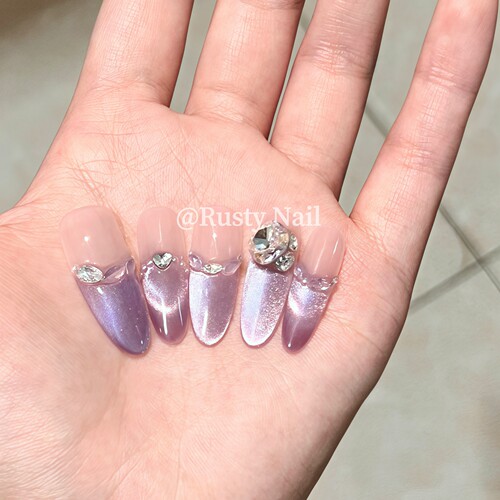 紫色千金感爆闪猫眼纯手工穿戴甲