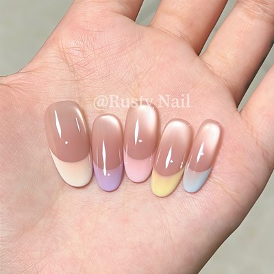 高级感多巴胺法式猫眼手工穿戴甲