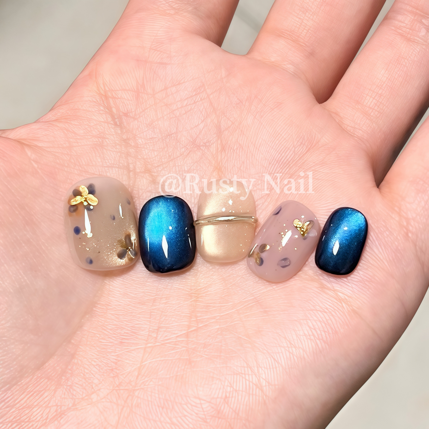 秋冬晕染猫眼绝美短款显白手工甲