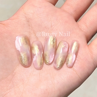 美甲贴片 仙粉醋酸晕染猫眼纯手工穿戴甲轻奢高级感短款 粉雾海