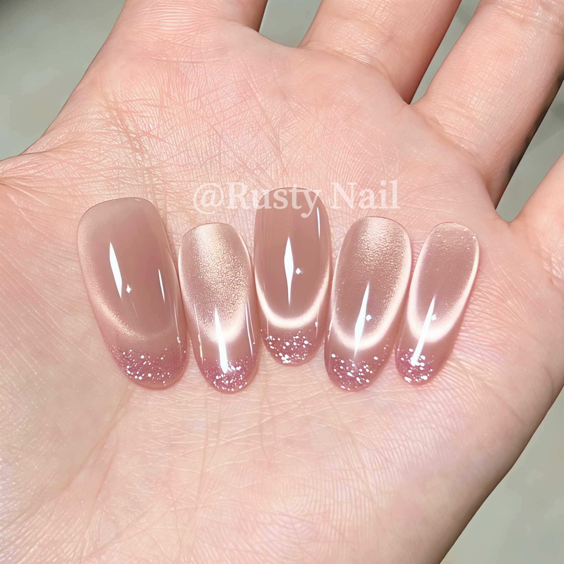 【细嗅蔷薇】千金爆闪法式猫眼手工穿戴甲高级感显白粉色美甲贴片