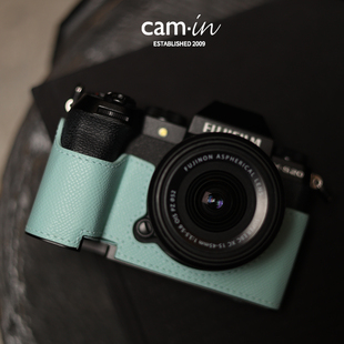 camin 富士xs20保护套手掌纹牛皮半套XS20皮套航空铝底座真皮外壳