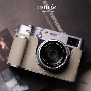 cam 富士x100vi保护套swift皮套银色真皮手工半套六代手柄底座