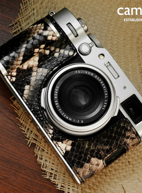 cam·in 富士x100vi保护套复古牛皮蛇纹相机半套手柄底座壳皮套