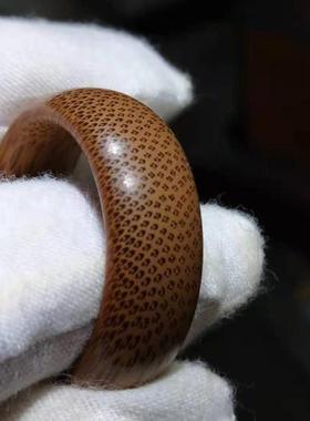 手工金丝玉竹百年老料鱼仔纹高端竹子扳指戒指环跑环配饰原创设计