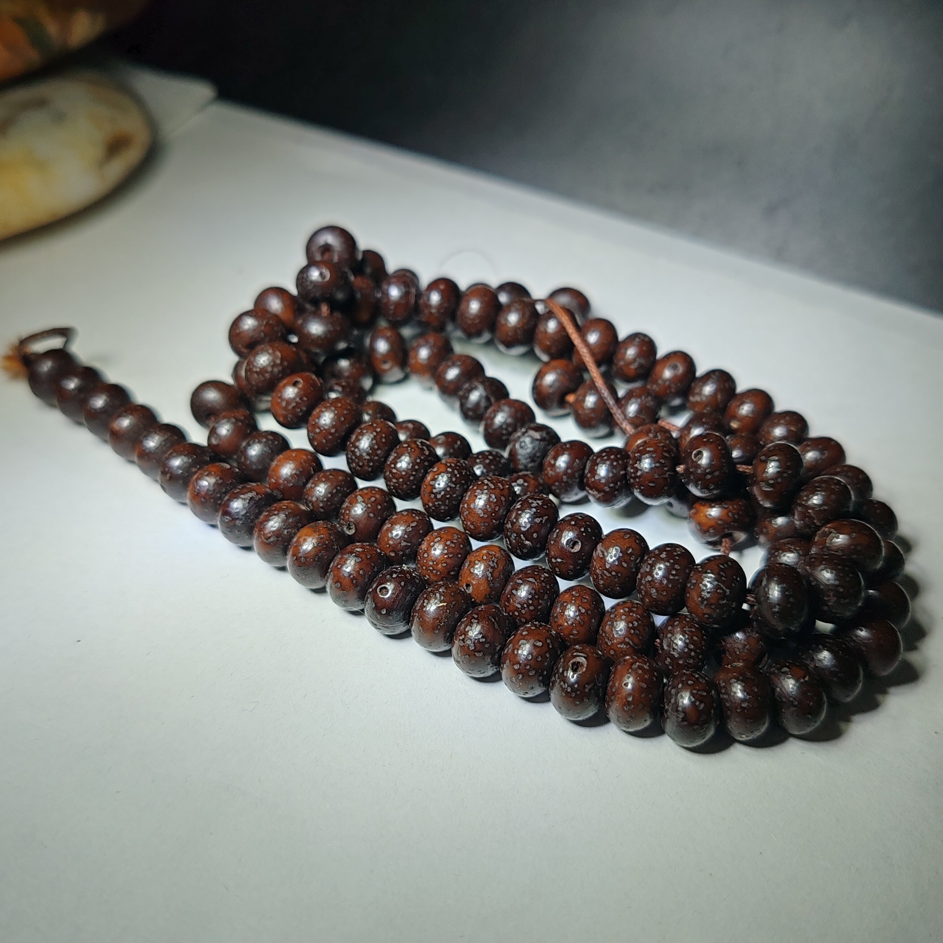星月菩提手串42号8*6MM114颗​盘了十几年包浆玉化高密度份量沉